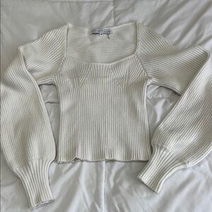Aritzia White Ribbed Women Sweater